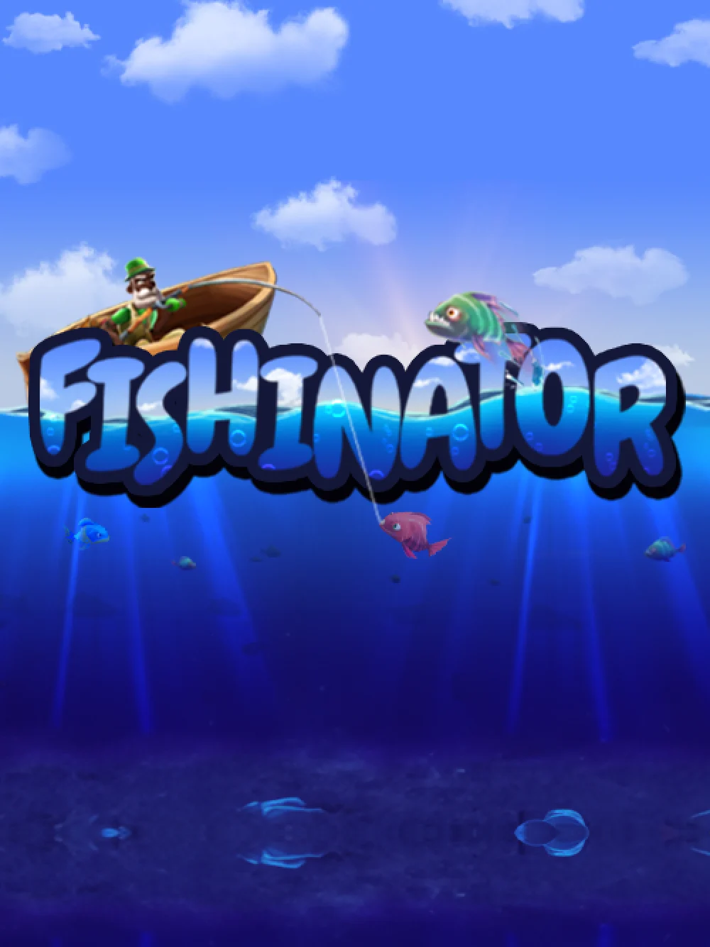 Juego temático de pesca con elementos acuáticos y estilo arcade